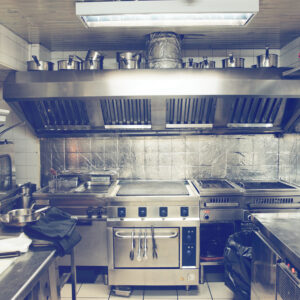 Typical kitchen of a restaurant shot in operation, toned image